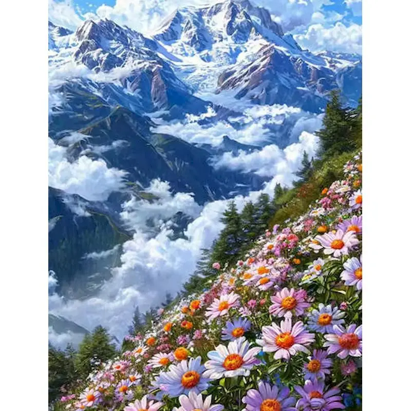 

Акриловые краски по номерам для взрослых: Картина по номерам «Альпийский пейзаж». Ручная роспись. Подарок. Декор для дома. Набор для творчества своими руками.