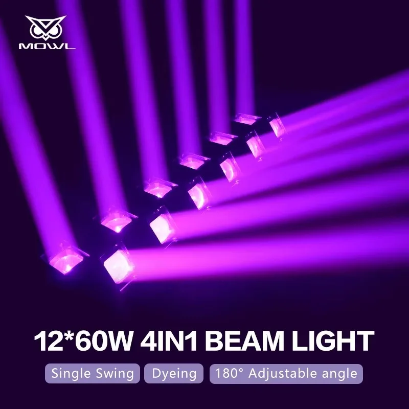 12x60W RGBW Single Swing Beam LED Matrix Moving Head Projection Light DMX Wash Effect for Bar Club Stage Illumination