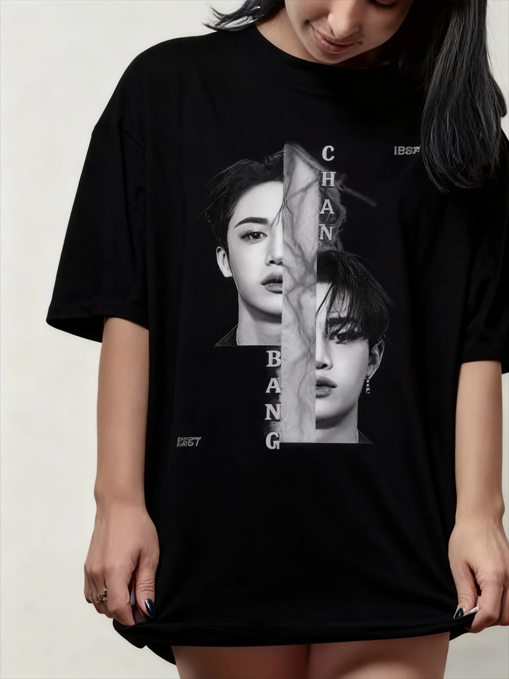 

Retro Bang Chan Stray Kpop Pattern T-shirt Cotton Retro with Short Sleeve Design Appropriate Neutral Casual