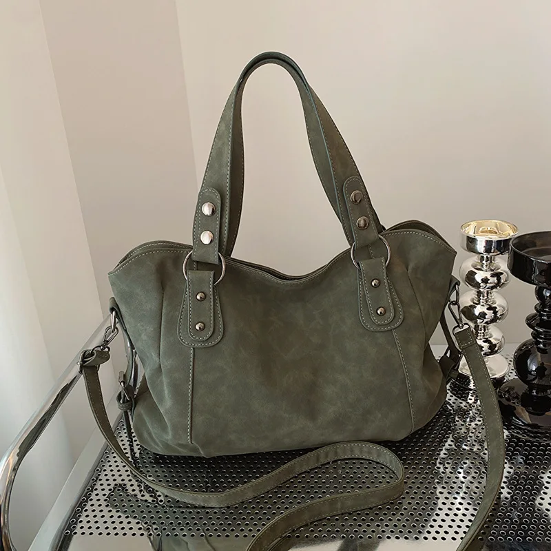 

Large Capacity Tote Bag 2025 New Soft Leather Casual European and American Retro Women's One Shoulder Underarm Cross Bag