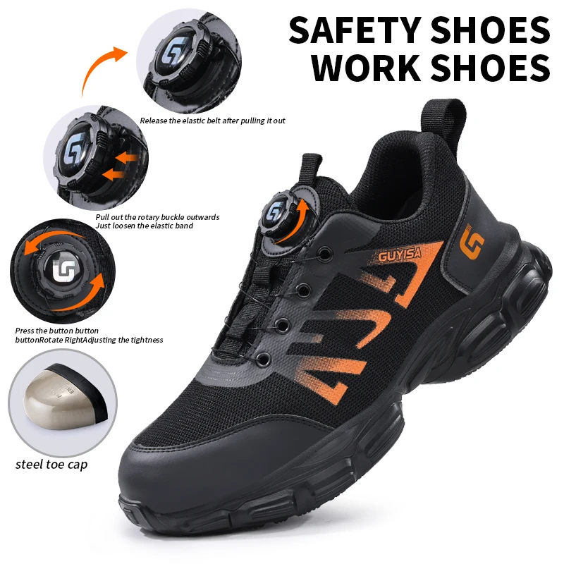 Safety Shoes for Men Anti Smashing Anti Piercing Smart Buckle Light Durable Soft Breathable Work Security-protection Shoes