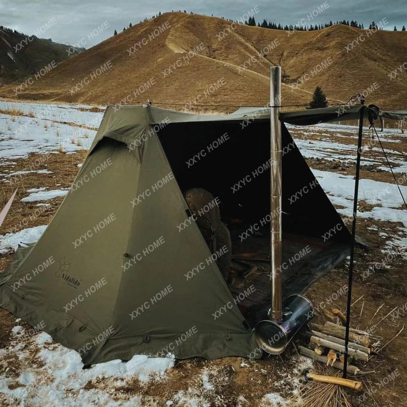 

Outdoor Picnic Outdoor Camping Shelter Inflammatory Screen Cotton Light Luxury Army Green Tent