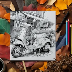 1pc Artistic Autos Coloring Book, 25 Pages Thick Paper, Vintage Car Designs, Relax, Perfect for Christmas & Halloween Gifts