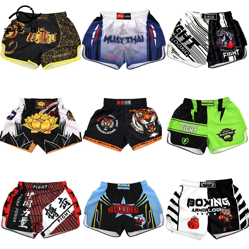 Muay Thai Shorts Printing MMA Shorts Polyester Breathable Tiger Kickboxing Pants Men Women Kids Martial Arts Combat Fight Wear