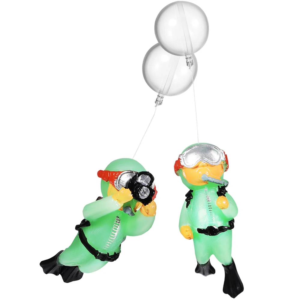 

2 Pcs Luminous Green Pendant Floating Diver Fish Tank Aquarium Decor Waterproof Accessories Pet Supplies