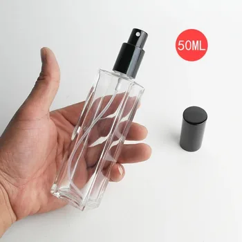 10/30pcs empty 3/10/30/50ml clear glass perfume sprayer atomizer bottle with silver/black/gold lid cosmetic liquid container