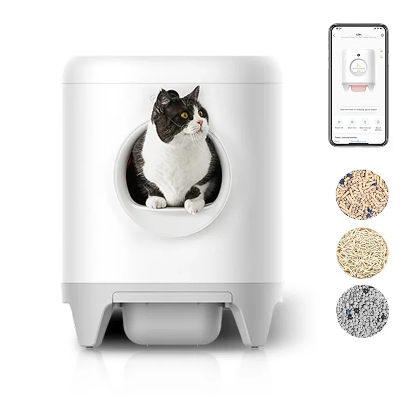 Intelligent Automatic Self-cleaning Cat Toilet Double Odor Removal Cat Box Smart Mobile App control Cat Box