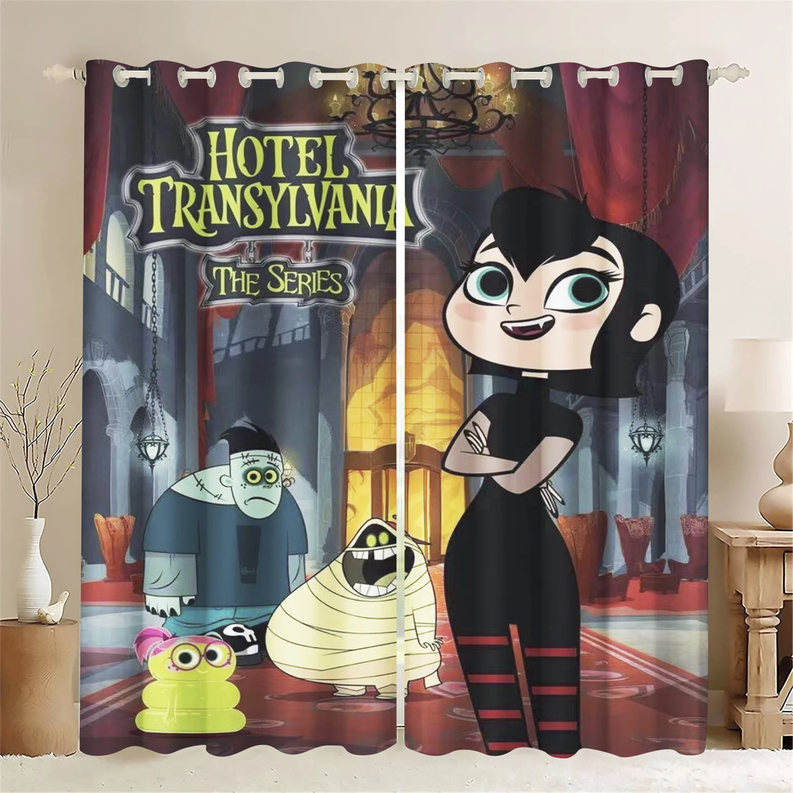 Hotel Transylvania Curtains, Living Room Blackout Cartoon Animated Curtain, Customisable Home Nursery