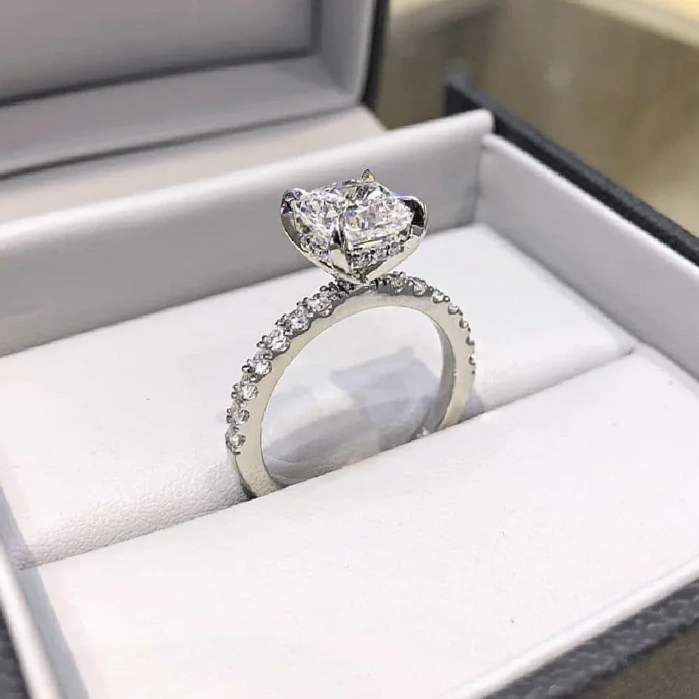 Original 925 Sterling Silver RINGS Finger Sets for Women Fashion Cushion cut Simulated Diamond Wedding Engagement RING Jewelry