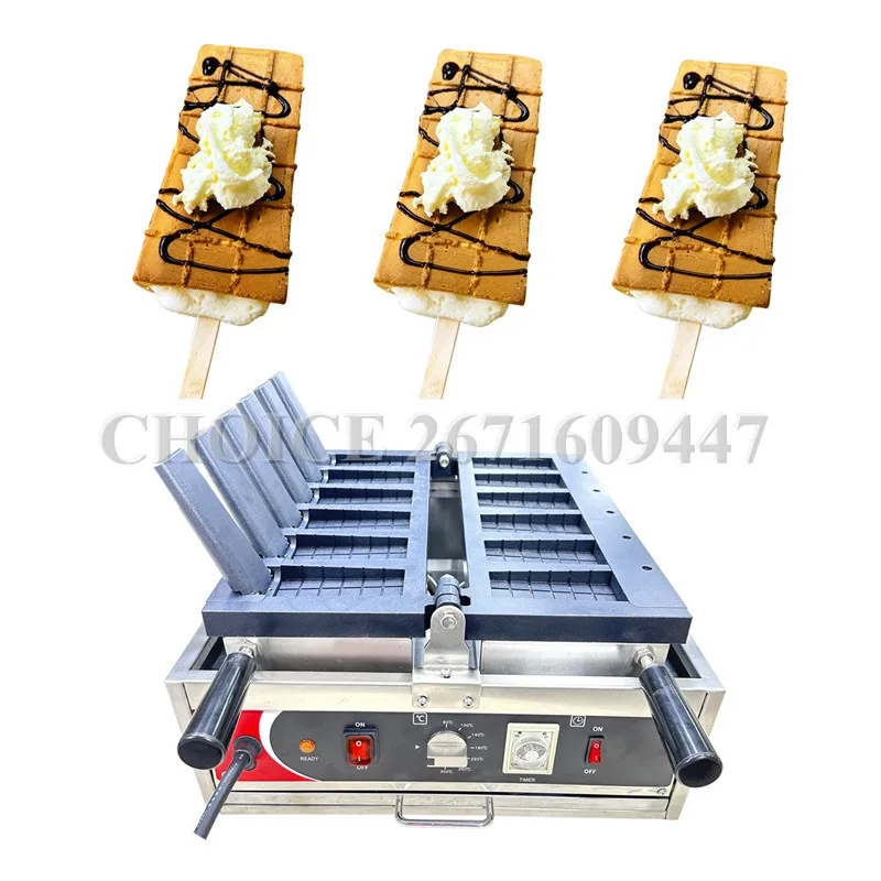 

110v 220v 6 Pieces Commercial Use Ice Cream Sandwich Stick Popsicle Waffle Crust Maker Machine