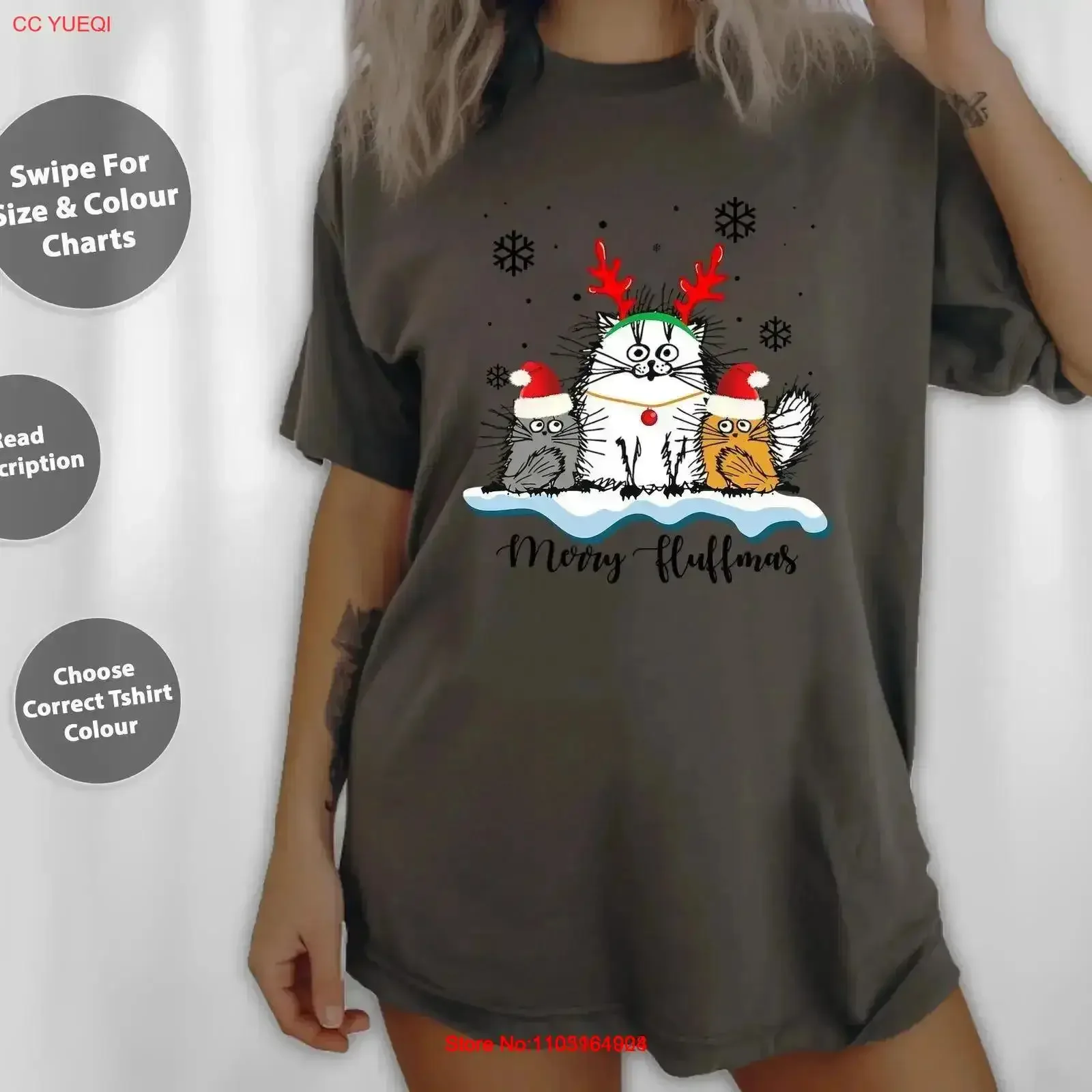

Merry Fluffmas Cat Lover Santa Hat Reindeer Horn Christmas T Shirt SweaT Tote Bag 144294 vintage Washed Soft Breathable graphic