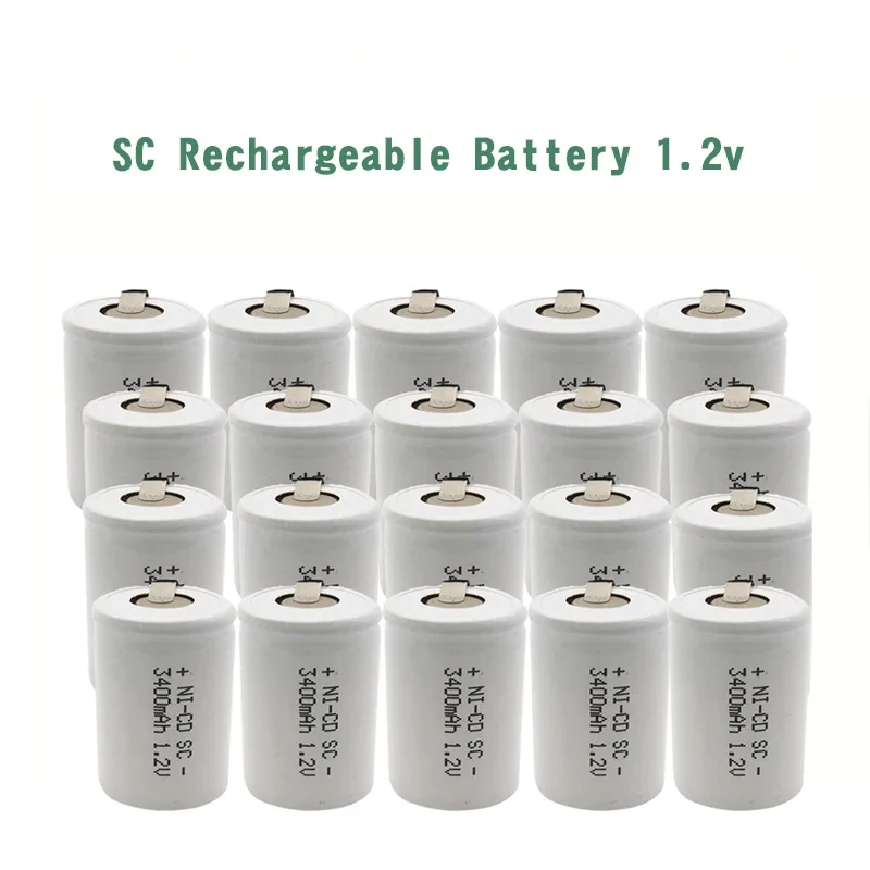 15/30/40pcs SC 3400mAh Rechargeable Battery SC Sub C Ni-cd Cell with Welding Tabs for Electric Drill Screwdriver Milwaukee Tools