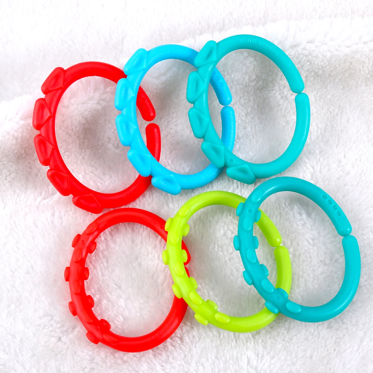 

24 Pcs Hand Grasp Connecting Rings Baby Handle Toys Teether Rattle Stroller Infant Links Non Toxic Safe