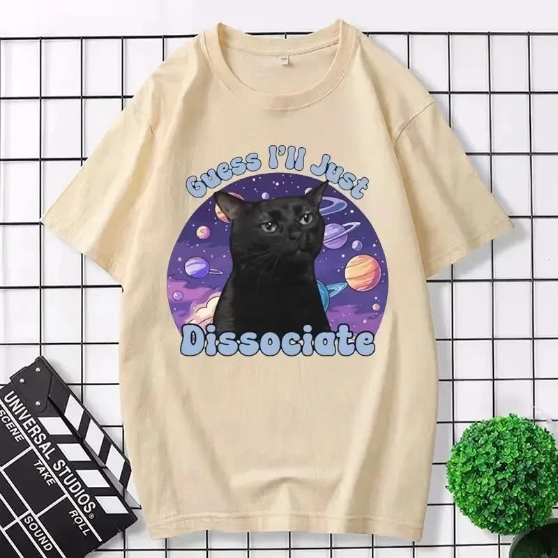 Black Cat Funny Meme Graphic Tshirt Summer Women\'s Vintage Short sleeved Tshirt Fashion Beauty Clothing T-shirt Street Clothing