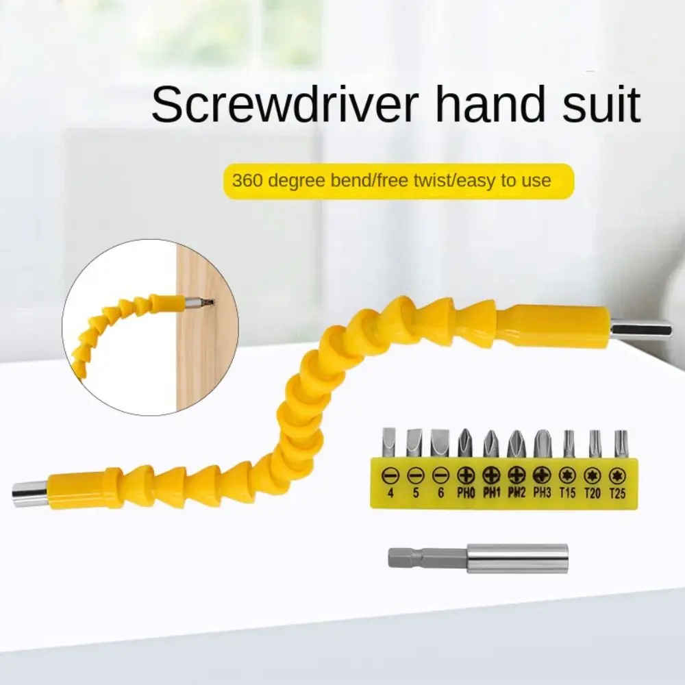 Durable Chrome tangsten steel Screwdriver Set Plastic Yellow Yellow Soft Shaft Rubber Strip Screwdriver Head