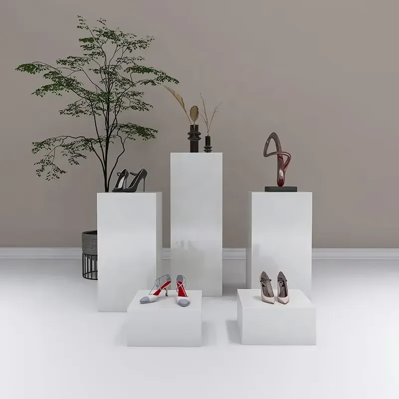 Custom Clothes Wedding Jewelry Bag Decoration case Floor Display Plinth Round Acrylic Cylinder Display Stand for Show