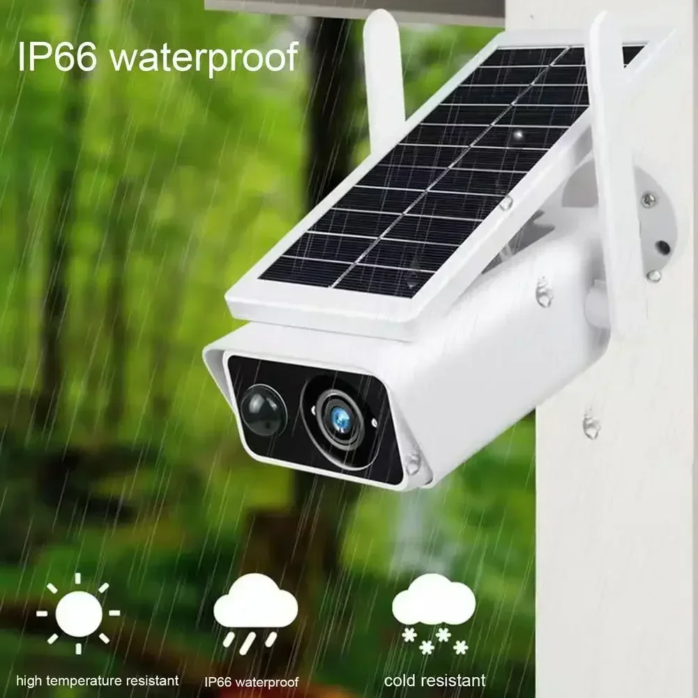 Câmera de segurança exterior sem fio, IR Sensor, detecção de movimento, 2-Way Audio, IP66 impermeável, câmeras de segurança solares