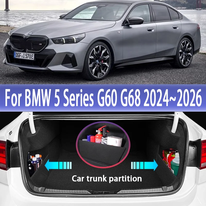 

For BMW 5 Series G60 G68 2024~2026 Car Thickening Trunk Storage Partition Multifunction Storage Box Auto Interior Accessories