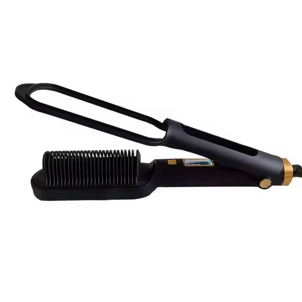 Anti Scald Electric Hair Straightening Comb 2 in 1 LED Digital Display Portable Hair Straightener Detangling Fast Heating