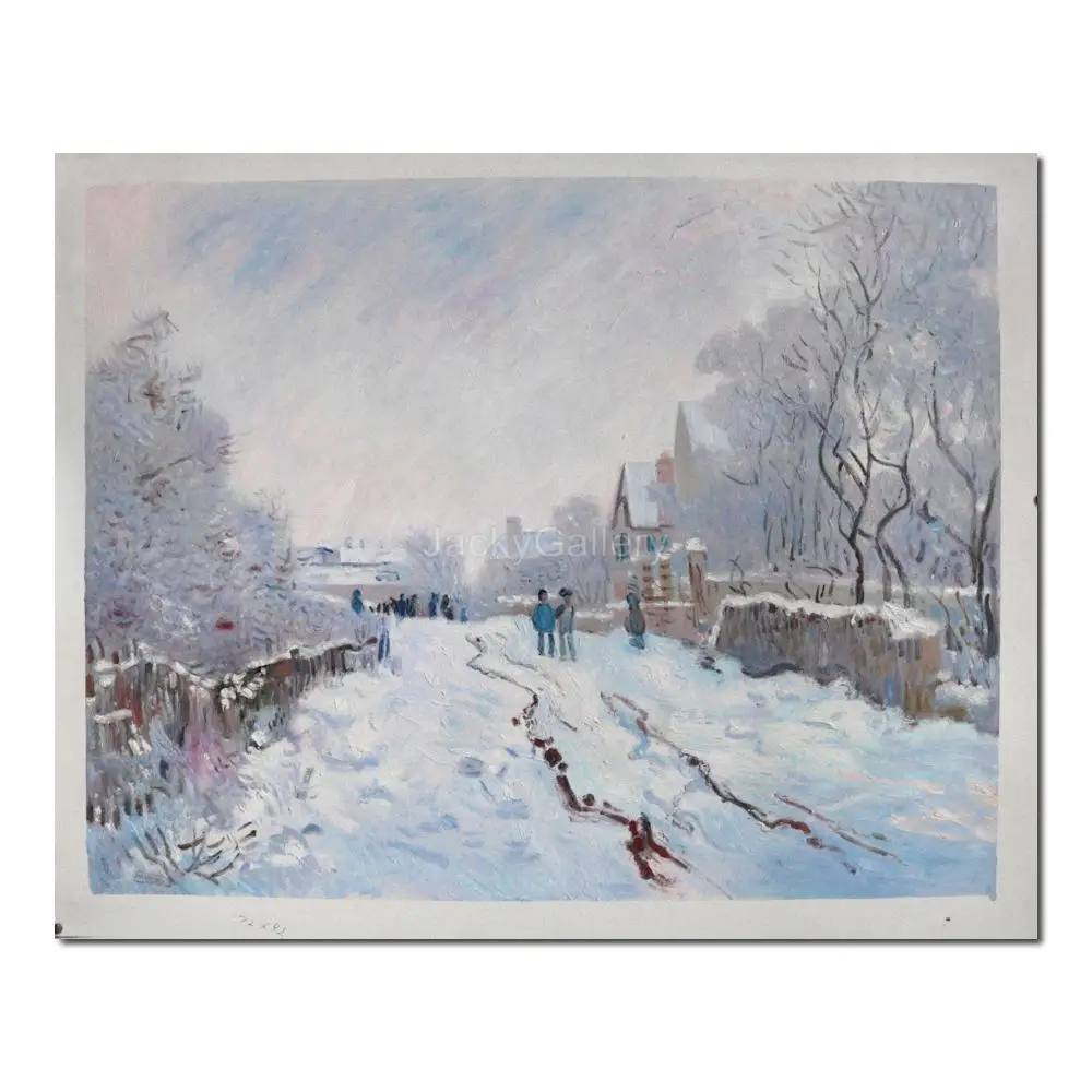 

Очень большой морской пейзаж Argenteuil Snow Scene Импрессионистское масло на холсте Claude Monet Шедевр ручной работы для витрины в пабе