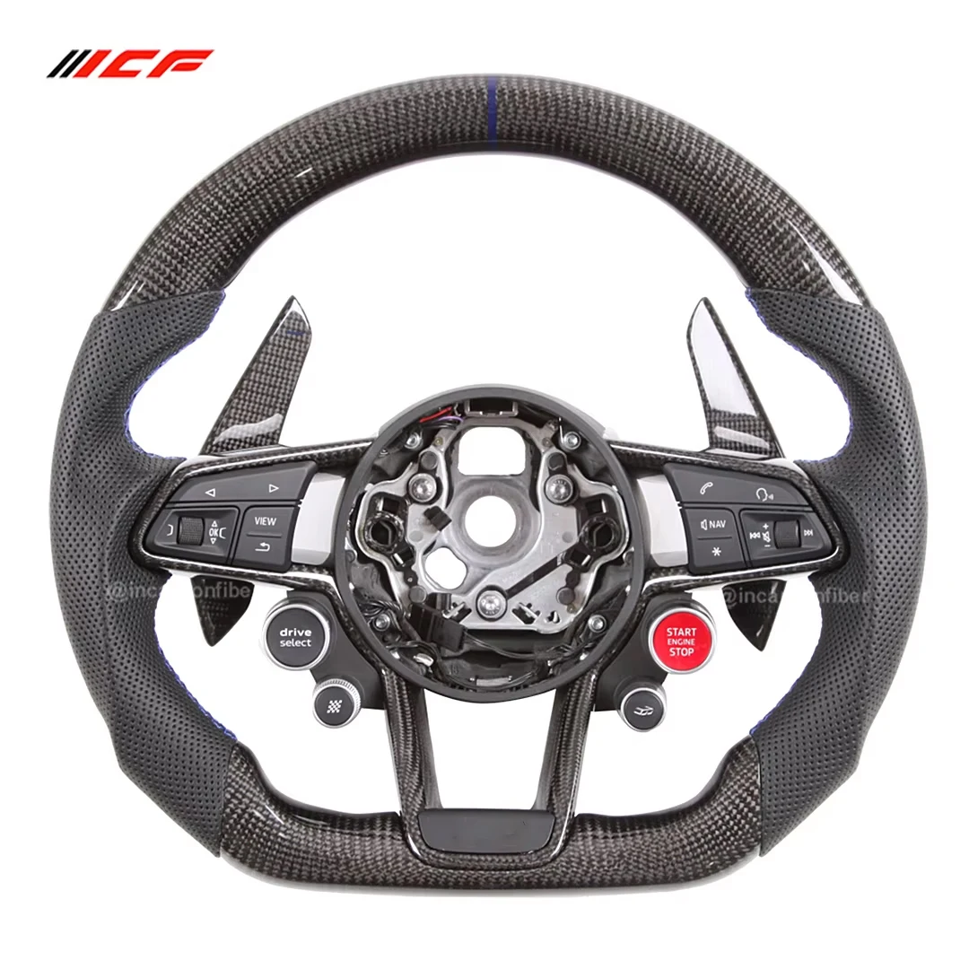 

Carbon Fiber Steering Wheel Perforated Leather For Audi R8 TT TTS Customized Multiple Solutions