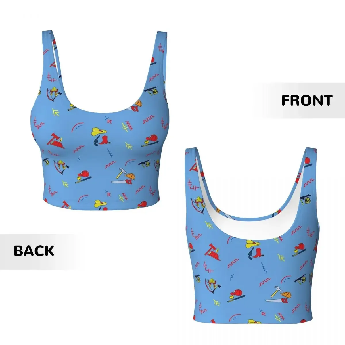 Custom Good Guys Child's Play Chucky - Killer Doll - Pattern Women Sports Vest Bra Gym Workout High Impact Yoga Crop Tank Tops