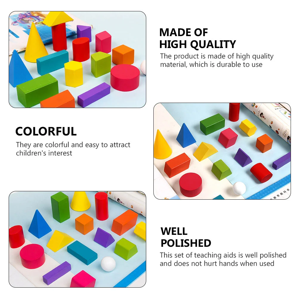 Bausteine für Kinder, solide Geometrie, Spielzeug, Mathematik, Lernen, geometrische Figur, Lehrset aus Holz