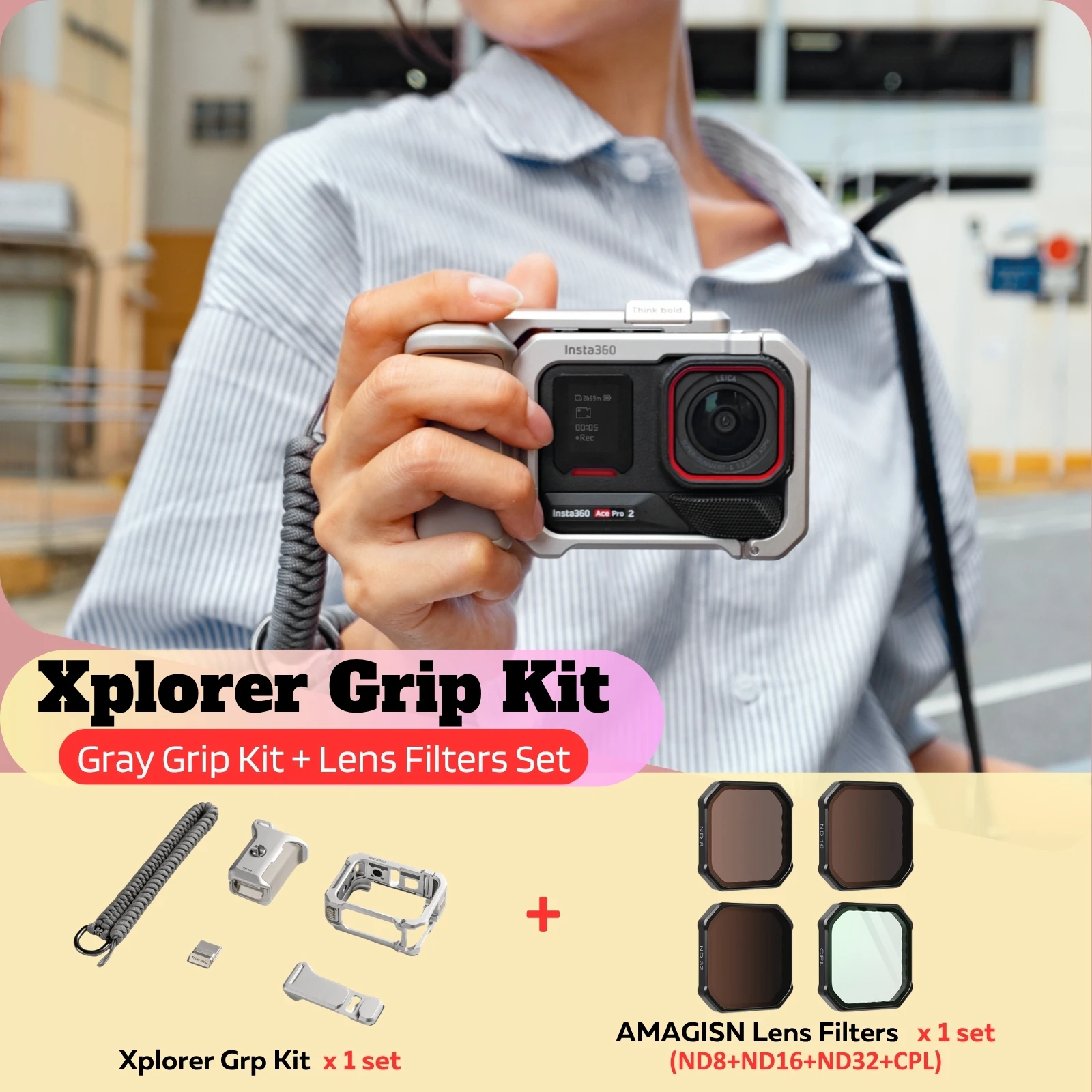 Insta360 Ace Pro 2 Xplorer Grip Kit Aluminum Metal Case Ergonomic