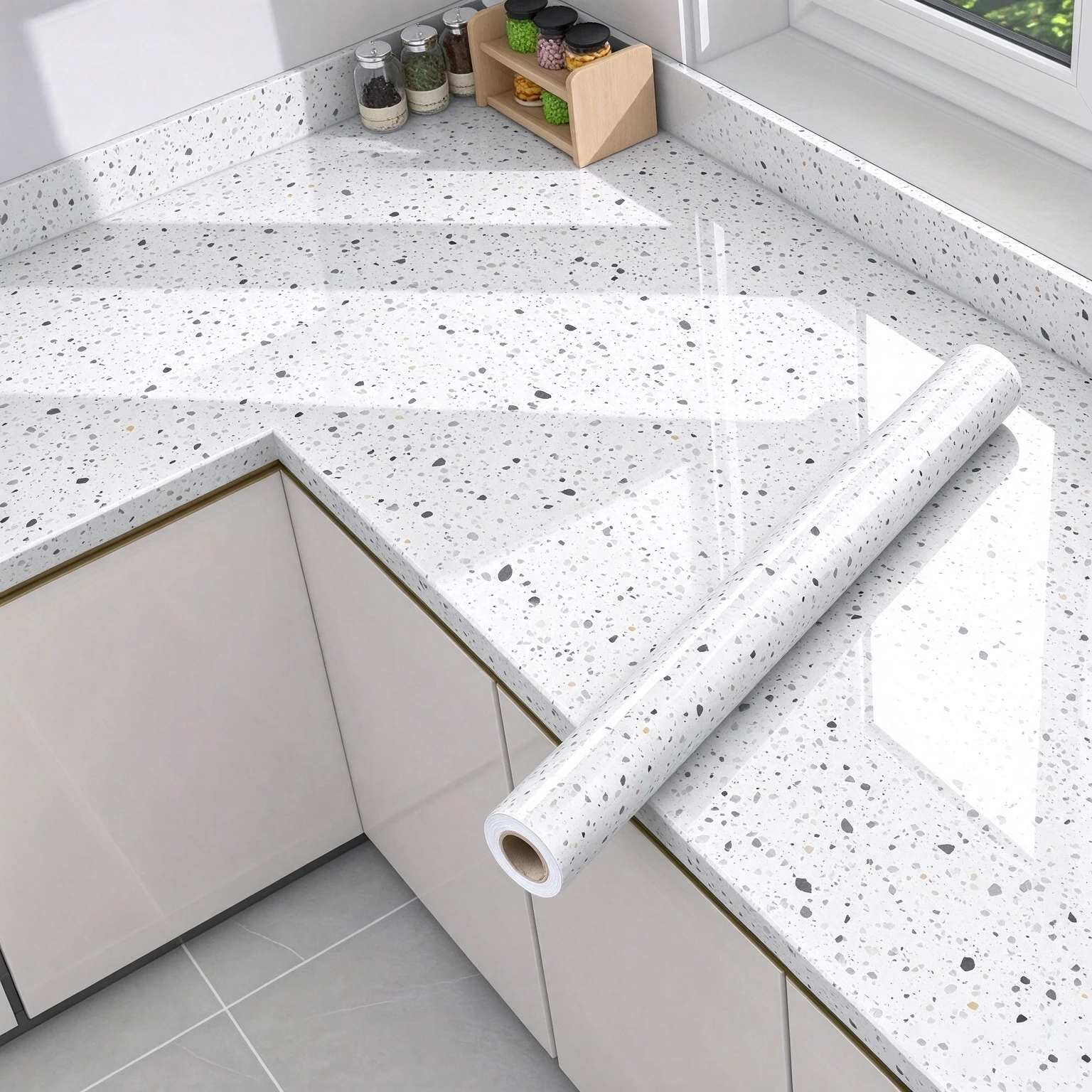 Peel Stick Marble Kitchen Oil Resistant Sticker Moistureproof Heat Proof Wallpaper For Stove Backsplash Furniture Update.