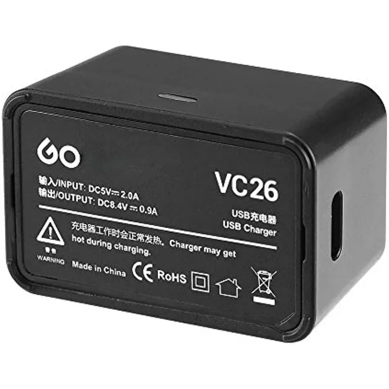 

For Godox VC26 USB Battery Charger DC 5V Input DC 8.4V Output for Charging Godox V1-S -C-N -F -O -P Round Head Flash Battery