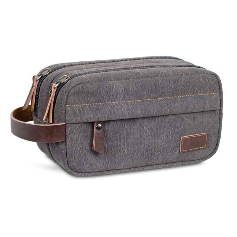 

Мужская парусиновая косметичка, портативная двухслойная сумка для хранения туалетных принадлежностей, роскошные туалетные принадлежности, необходимые для путешествий, для мужчин