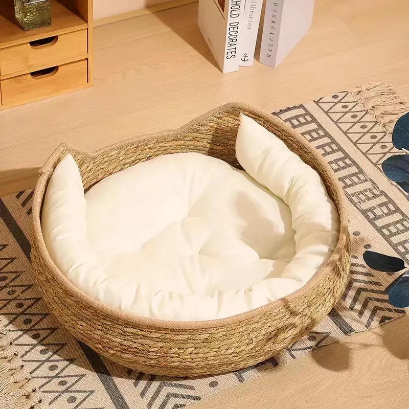 

Breathable Eco Friendly Cat Nest Handmade Grass Weaving Washable Pet Bed Universal Cat Scratch Board for Cats