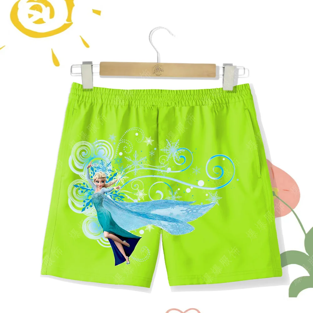 New Multi Color Children's Summer Beach Pants Girl's Cartoon Print Princess Di Aisha Clothing Breathable Shorts Quick drying