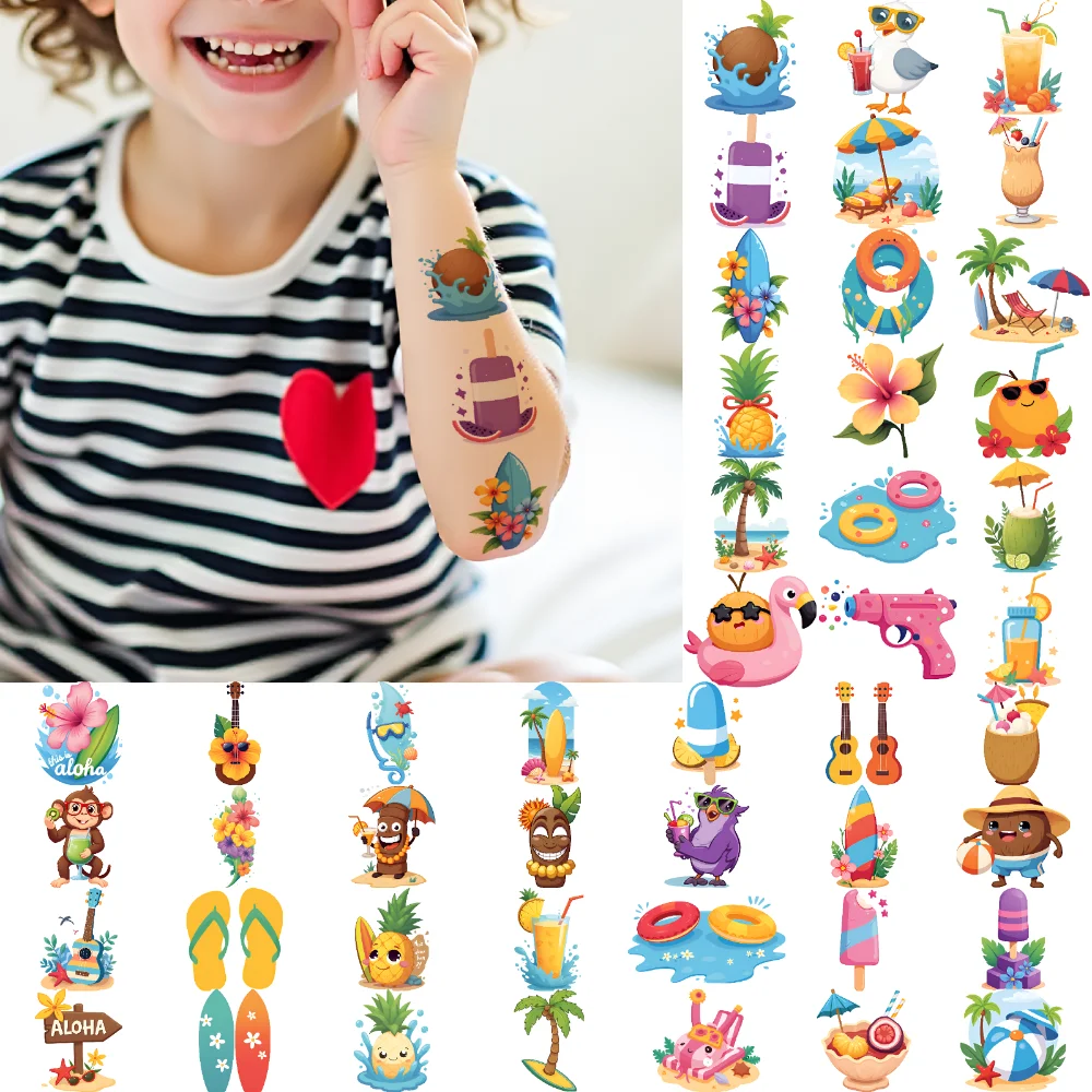 

63pcs Temporary Tattoo Decorative Stickers Waterproof Long-lasting Body Stickers Dinosaur Stickers For Girls Cheeks Arms