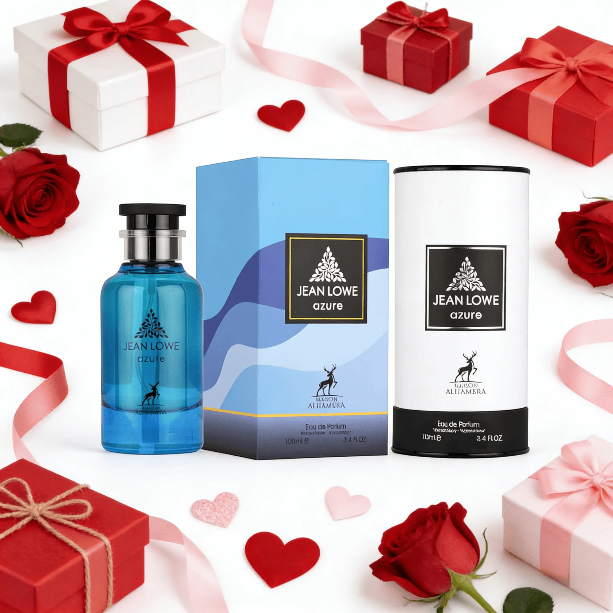 Jean Lowe Azure by Maison Alhambra 3.4oz Unisex EDP, Gentle Men's Light Eau de Toilette, Crisp Long-Lasting Scent, Perfect Every