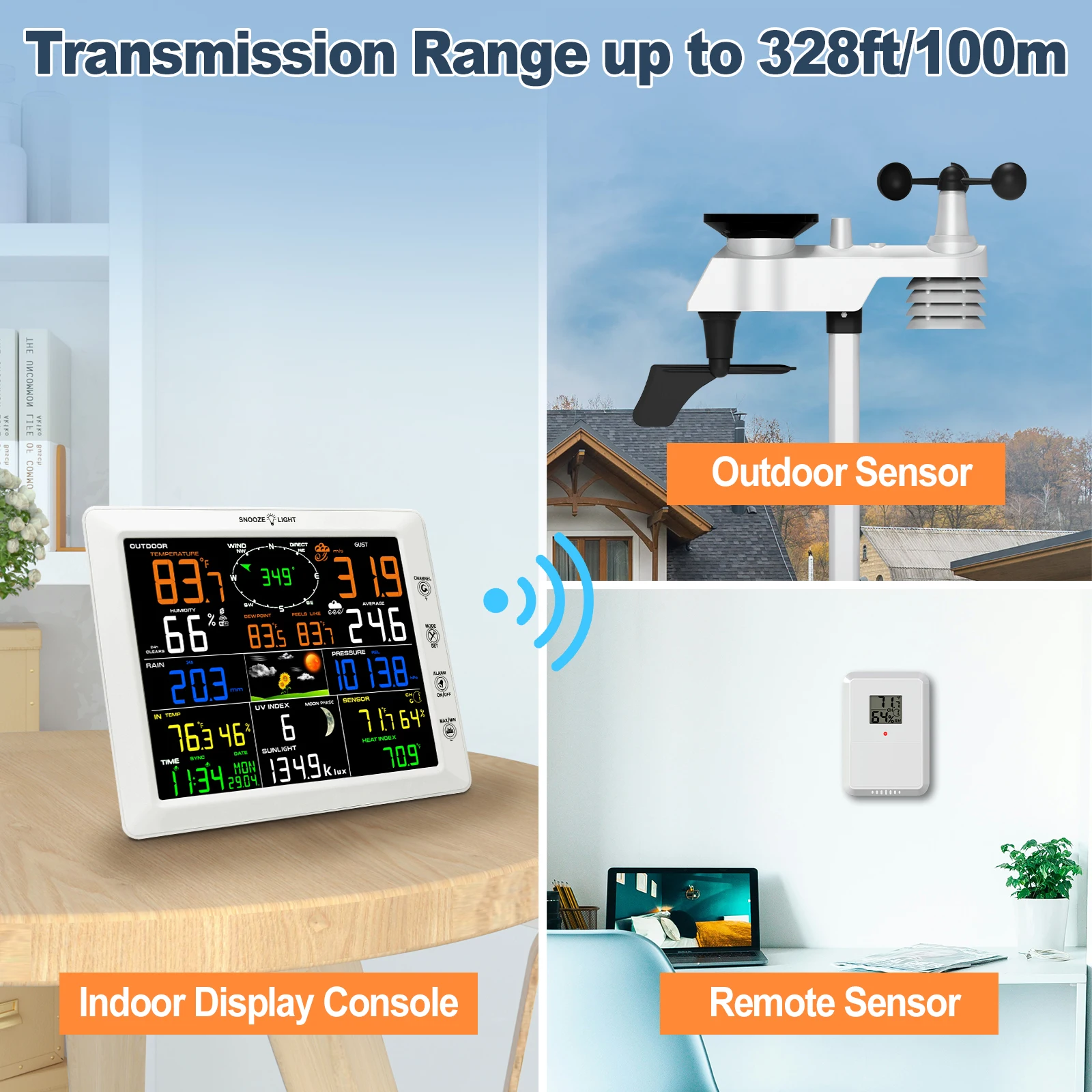 Urageuxy WiFi Weather Station Indoor Outdoor Wireless Home with Rain Gauge and Wind Speed/DirectionTemperature Humidity Weathe