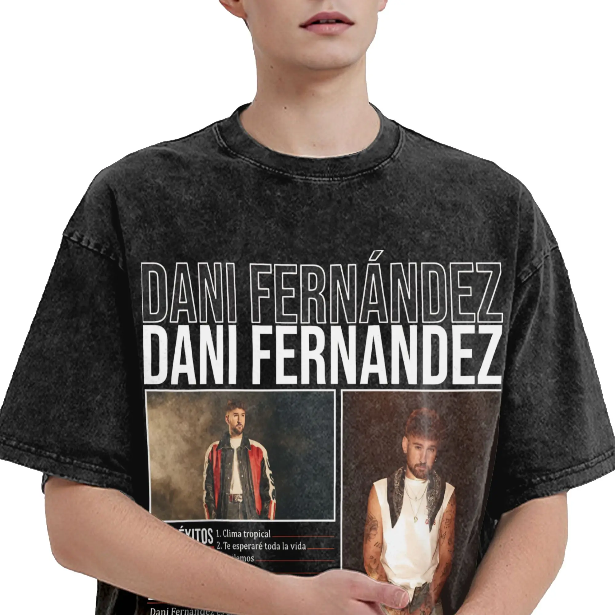 Dani Fernandez spanish  Outfit Washed T Shirts for Men Women Streetwear Hip Hop T-Shirts Summer  Tee Shirt Short Sleeve