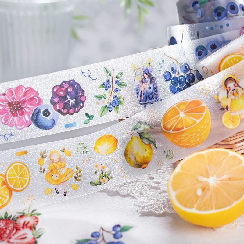 

1Roll/3Roll Fruit PET Tape Handbook Decoration Sweet Fruity Material Fasteners Collection Adhesives Collage Supplies 40mm*2m
