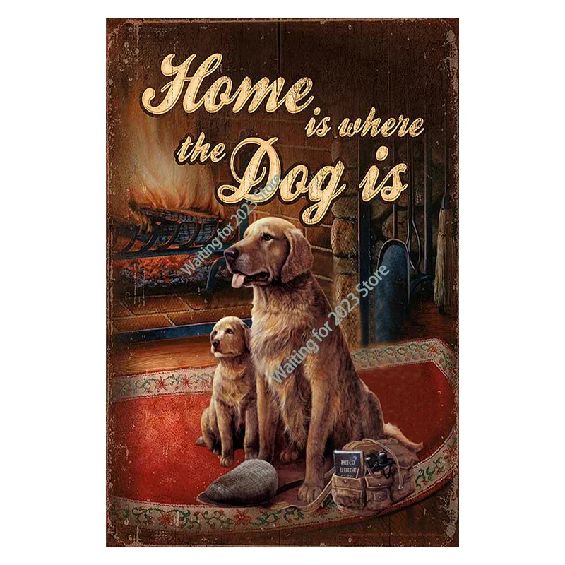 Cute Dog Wash Paw Warn Intruder Drink Read Book Tatoo Retro Metal Sign Decoration Pet Shop Decor Tin Vintage Metal Plate Poster