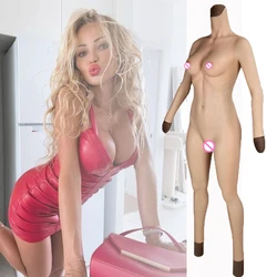 Sexy Silicone Breast Forms Crossdresser Bodysuit Sissy Shemale Transgender Drag Queen Crossdress One Piece Full Body Suit