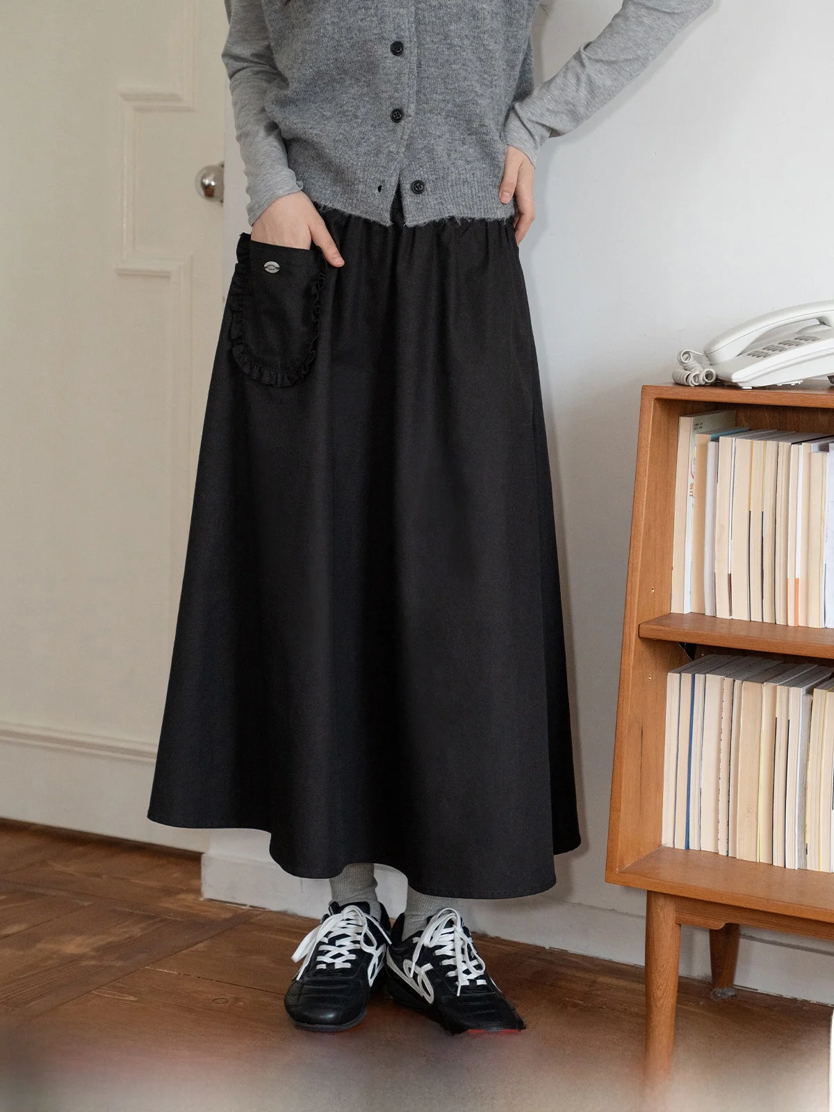 

Ele Bla High Waist A-Line Midi Skirt Women's Faion Loose Slimming Spring Autumn Seasonal Casual Sle Commute Design