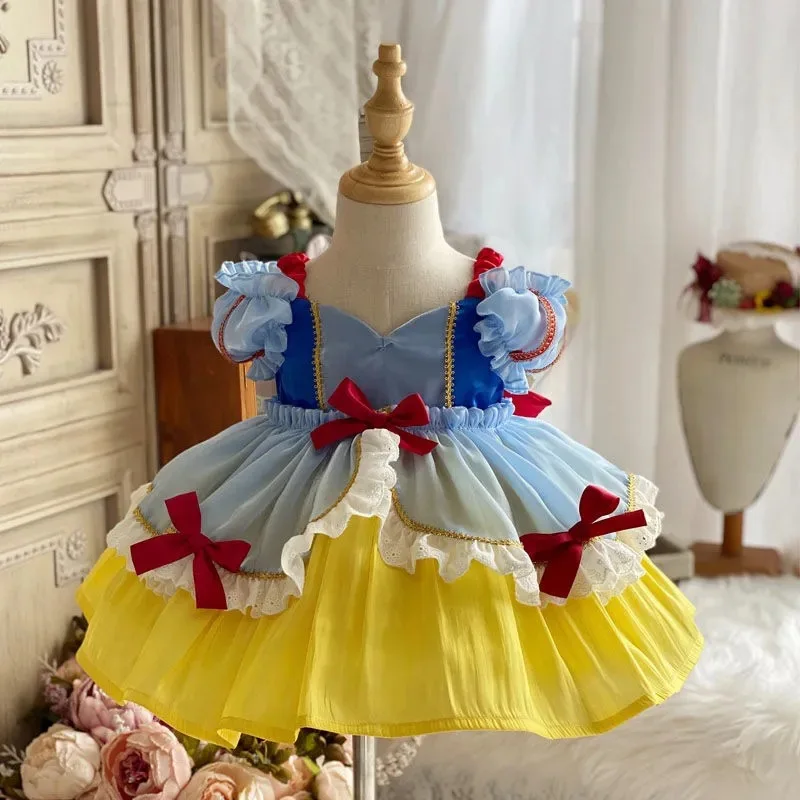 Disney Snow White Summer Girls Dress Princess Cosplay Costume 2023 New Short Sleeve Lolita Dress Carnival Party Birthday For Kid