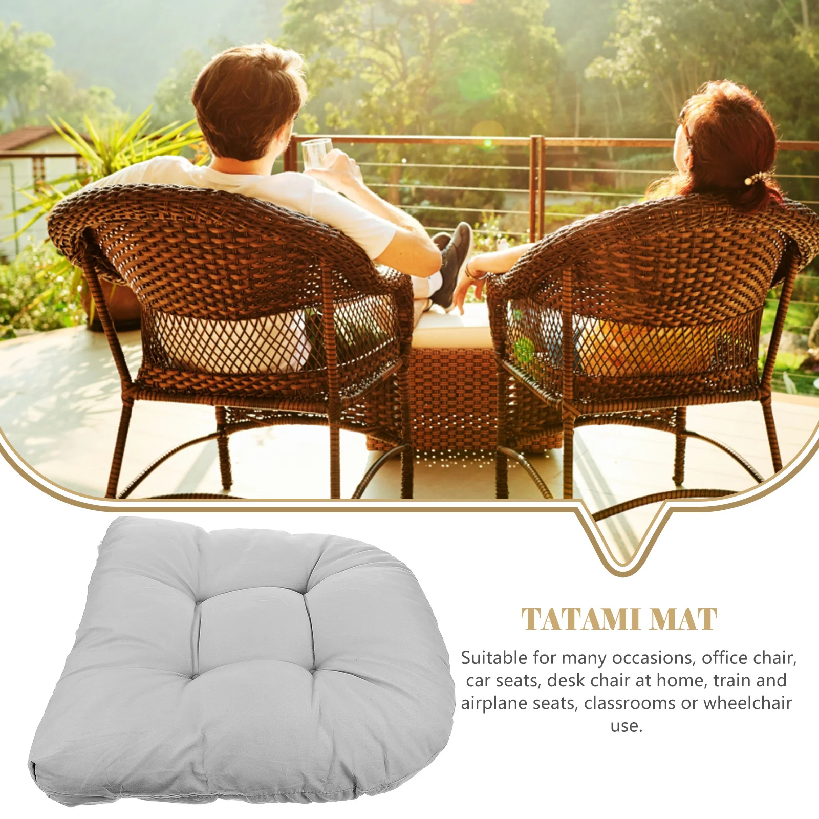 

2 Pcs Black Seat Cushion Chair Pad Garden Patio Wicker Floor Office Car Sofa Wheelchair Non Comfortable Use For Home Train