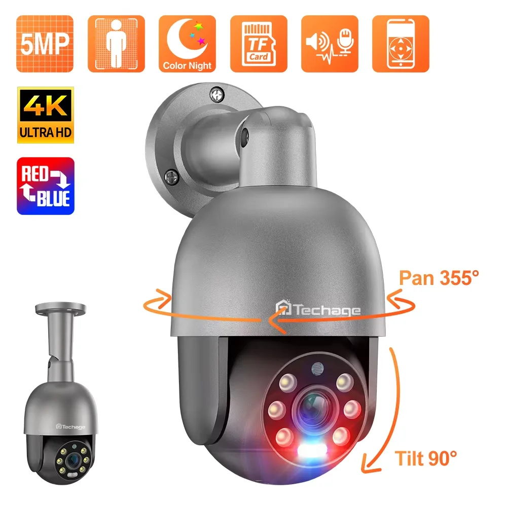 Techage 5MP 8MP PoE Security  Camera H.265 Video Encoding Outdoor Two-way Audio Camera For PoE NVR Security Surveillance System