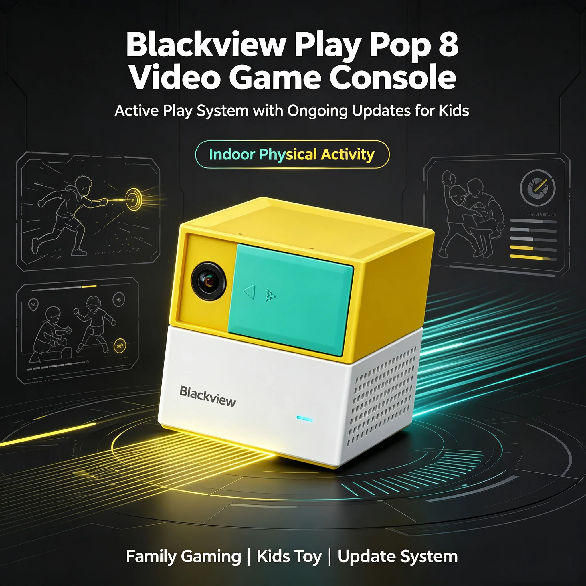 Blackview Play Pop 8 Video Game Console for Kids Families Ongoing Updates Active Play System Indoor Physical Activity Toy