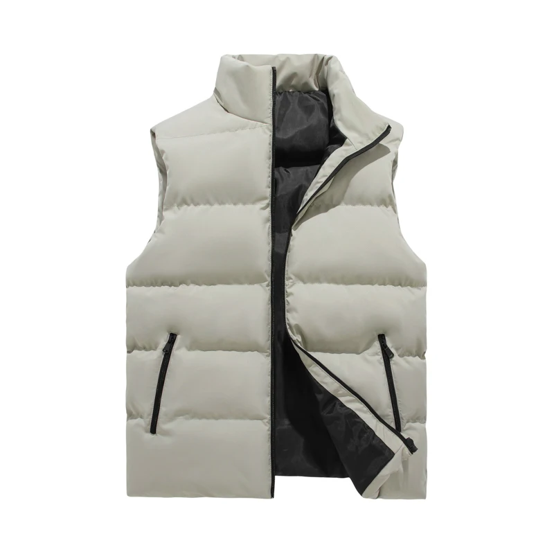 Mens Vest Jacket Warm Sleeveless Jackets Winter Waterproof Zipper Coat Autumn Stand-up Collar Casual Waistcoat Brand Clothing