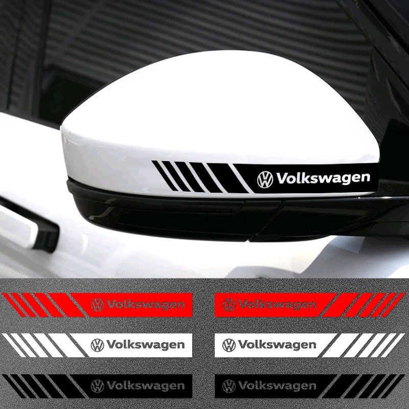 2PCS Car Stickers Rear View Mirror Side Stripe For Volkswagen GTI R-Line R Polo Golf T5 Passat Magotan CC Santana GTS Car Goods