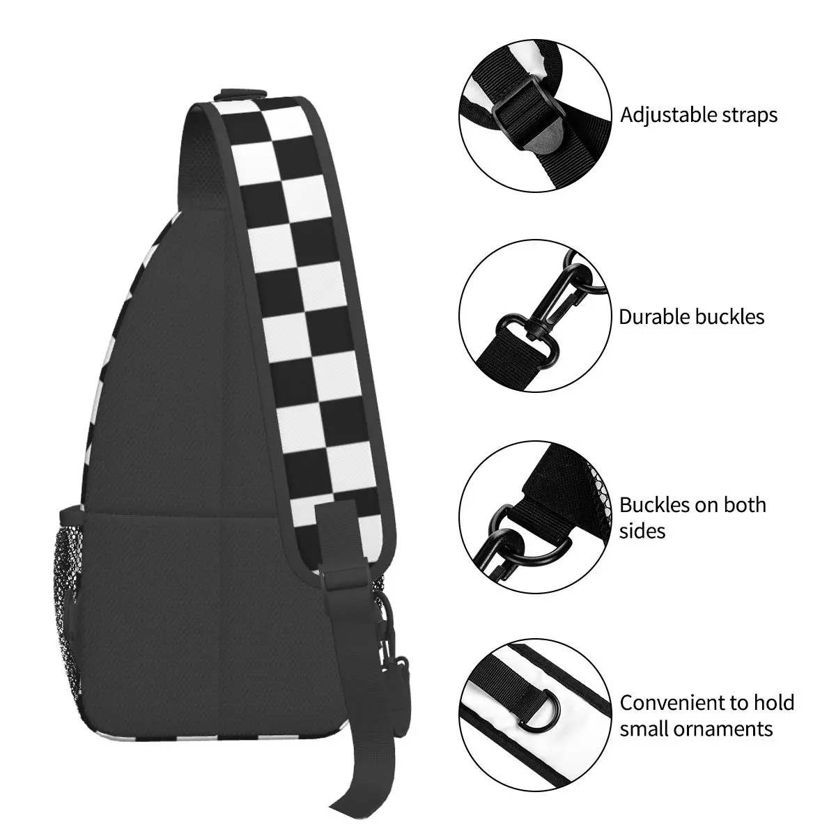 Ska Stripes Pattern Small Sling Bag Chest Crossbody Shoulder Backpack Travel Hiking Daypacks Geometric Striped Pattern Pack