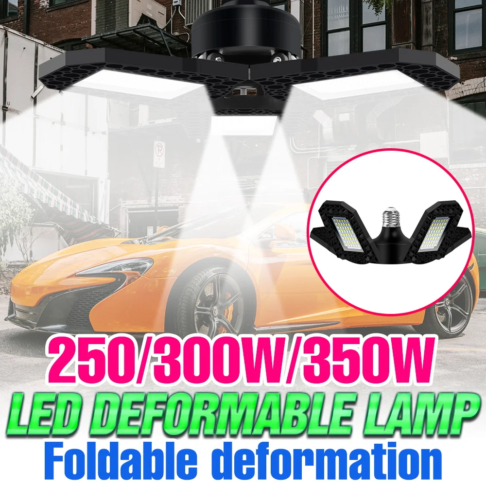 

350W LED Garage Lamp E27/E26 Parking Ceiling Bulbs 220V Workshop Lights Indoor Foldable Storehouse Basements Large Area Lighting