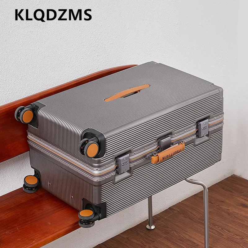 

KLQDZMS дорожный чемодан, 20 дюймов, посадочная коробка на молнии, 24 дюйма, 26 дюймов, чемодан на колесиках с алюминиевой рамой, 28 дюймов, мужской чемодан большой вместимости